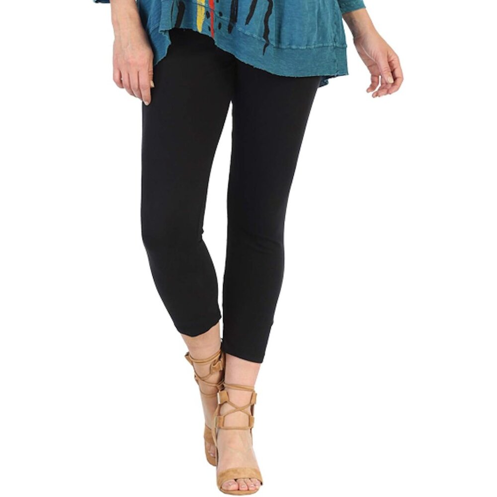 Jess & Jane Mineral Washed Cotton Legging Capri - Jet Black NWT